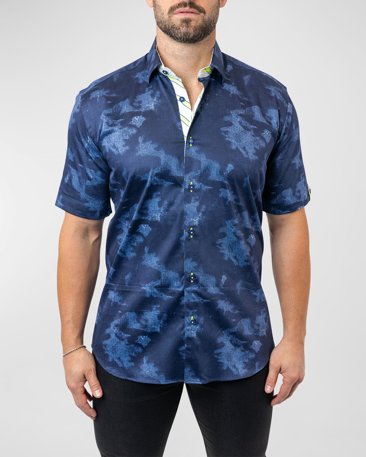 Shop Maceoo Men's Galileo Night Sky Sport Shirt In Blue