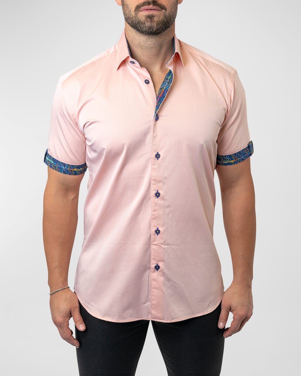 Maceoo Galileo Sorbet Orange Button-up Shirt In Orange