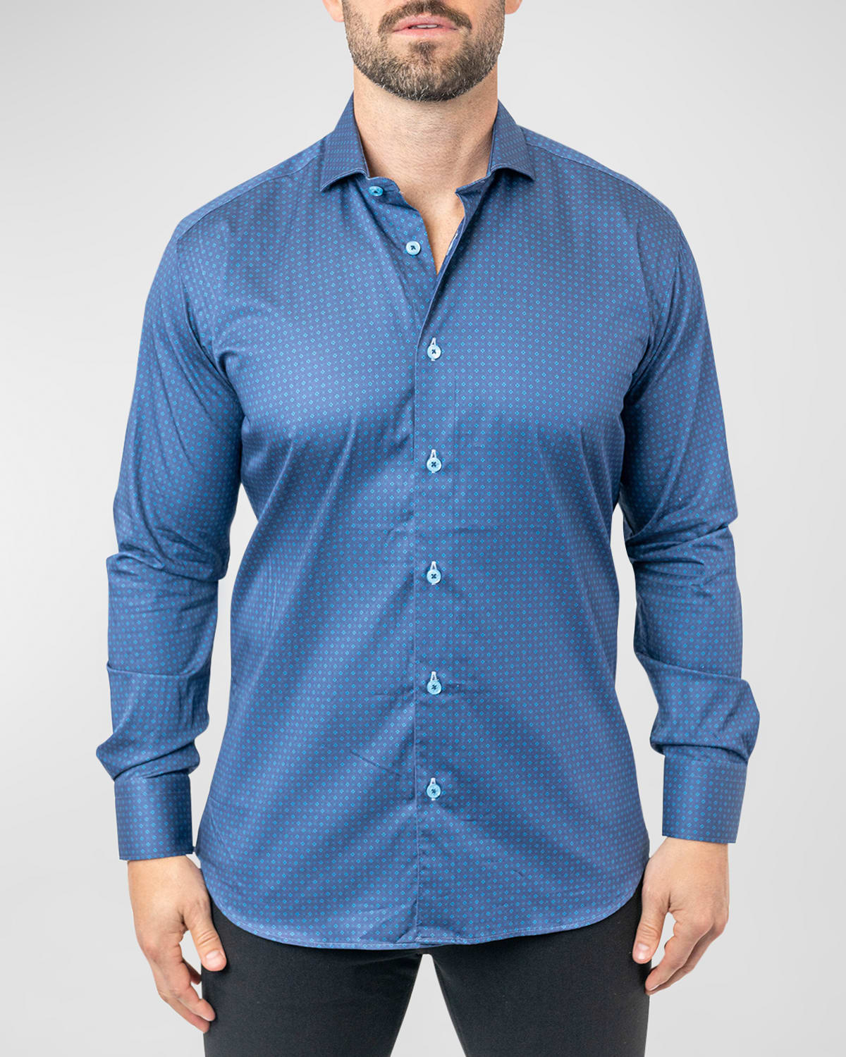Shop Maceoo Men's Einstein Stamped Sport Shirt In Blue