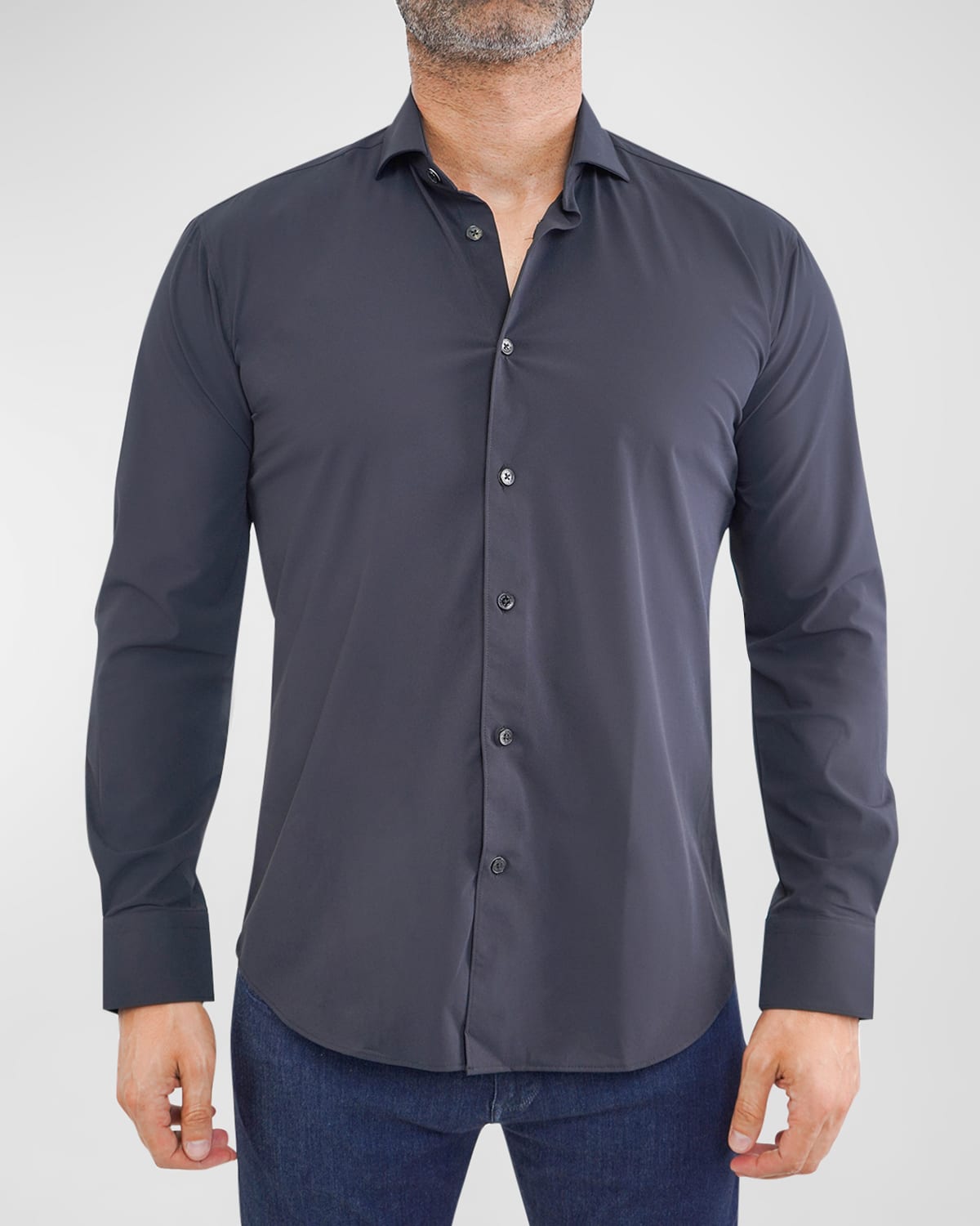 Maceoo Einstein Stretch Core Button-up Shirt In Black