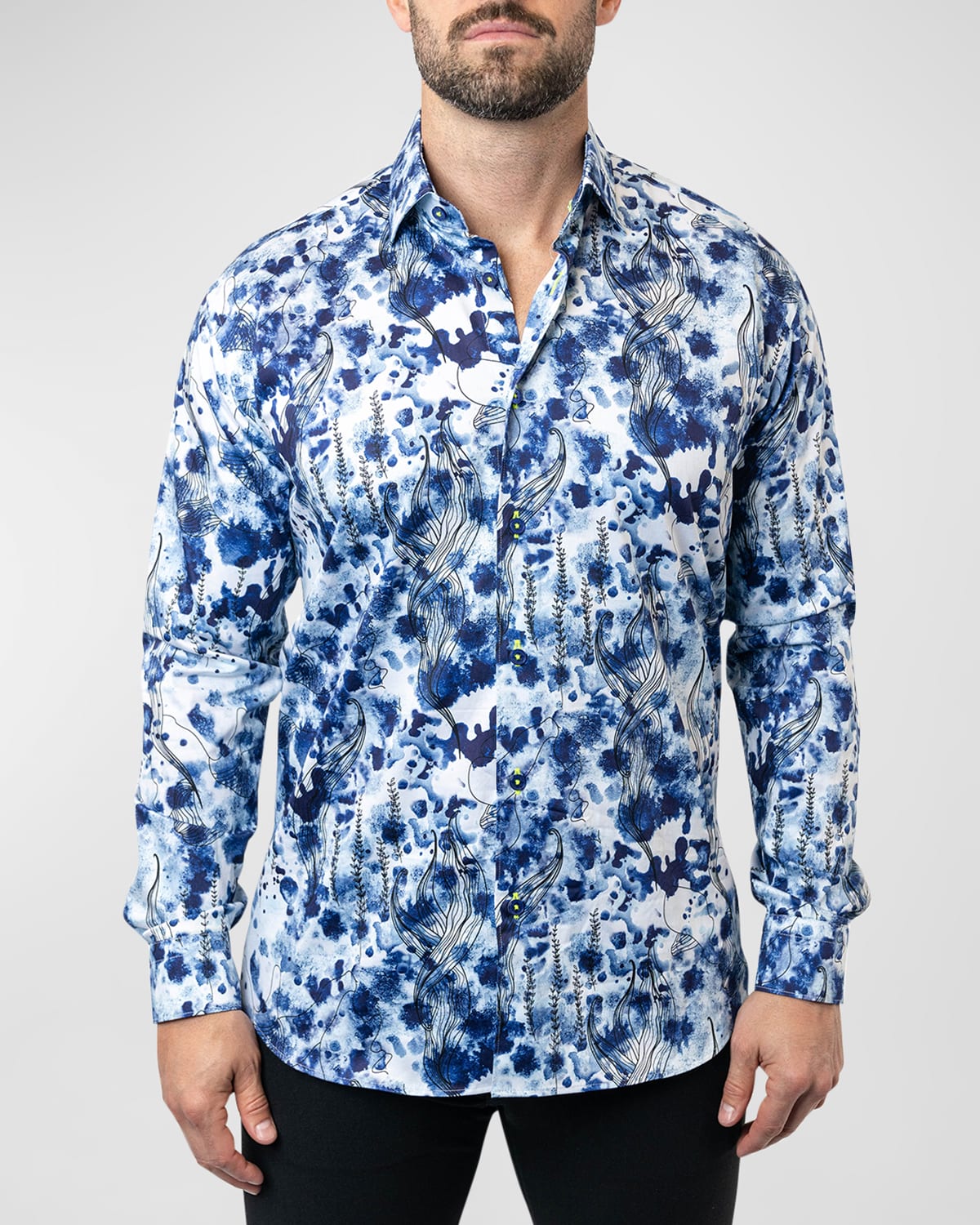 Shop Maceoo Men's Fibonacci Atlantis Dress Shirt In Blue