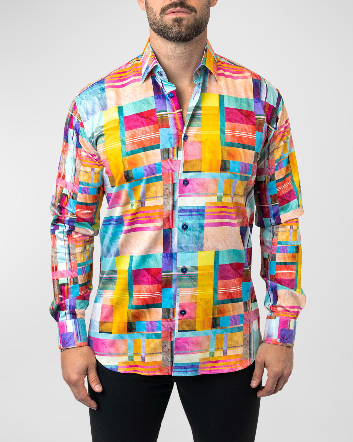 Maceoo Fibonacci Cube 41 Cotton Button-up Shirt In Yellow