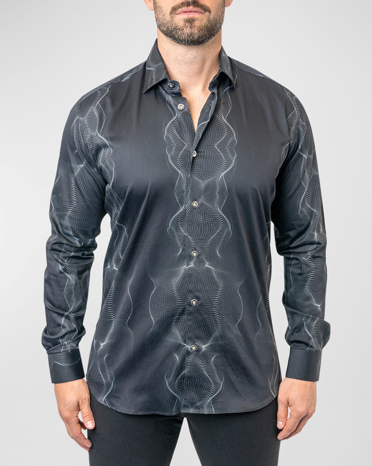 Shop Maceoo Men's Fibonacci Frequency Dress Shirt In Black