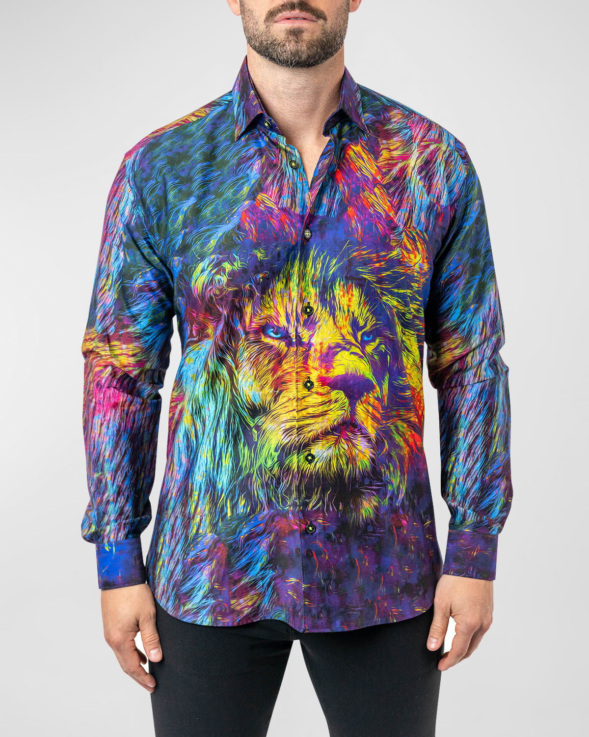 Men's Fibonacci Lion Trip Dress Shirt