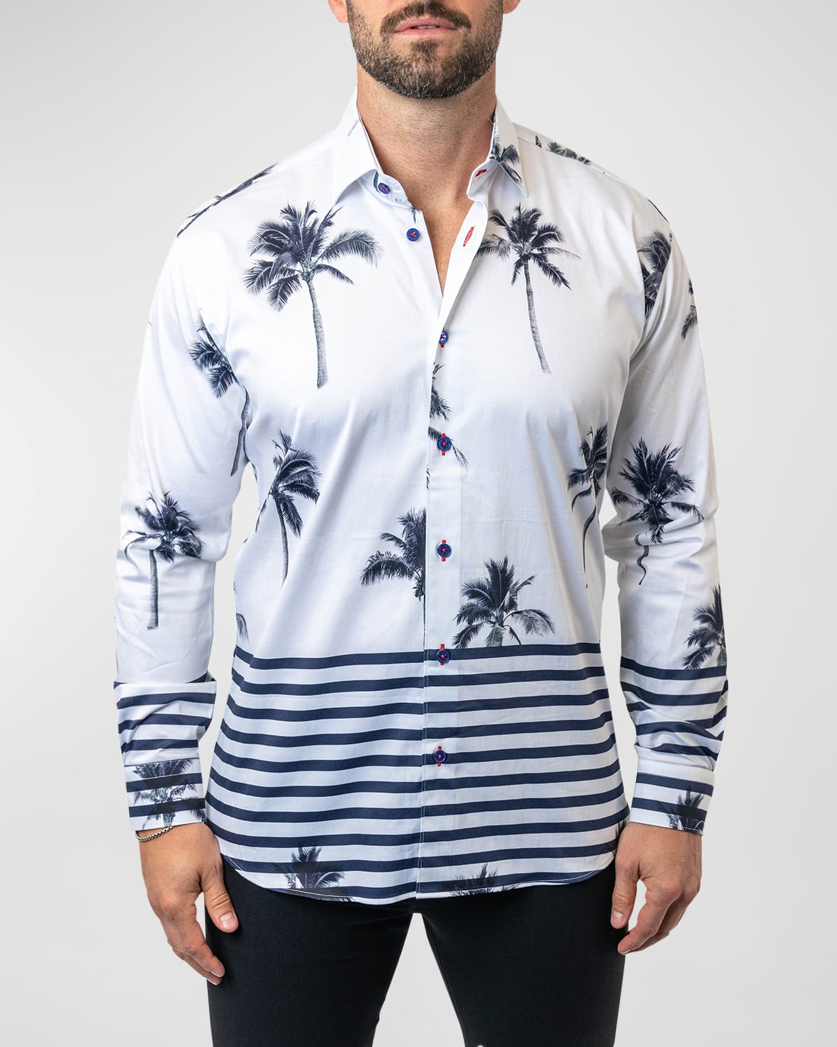 Men's Fibonacci Nuit Palm Dress Shirt