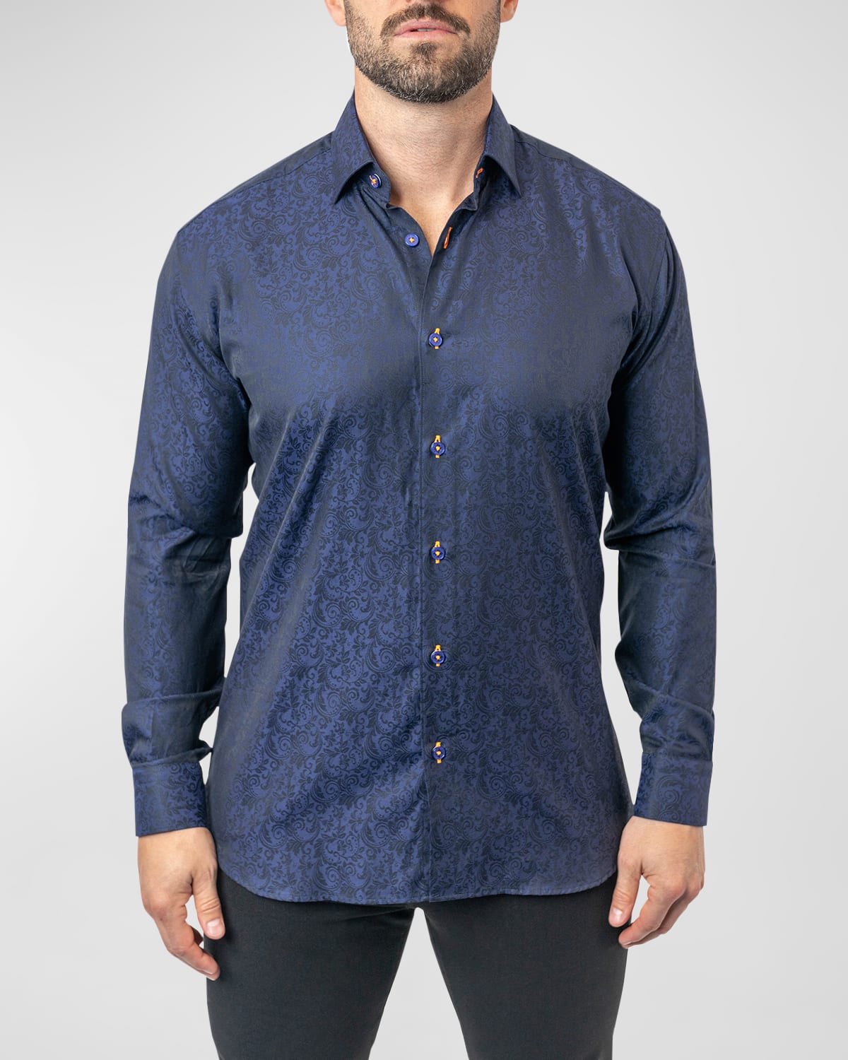Shop Maceoo Men's Fibonacci Paisley Dress Shirt In Blue