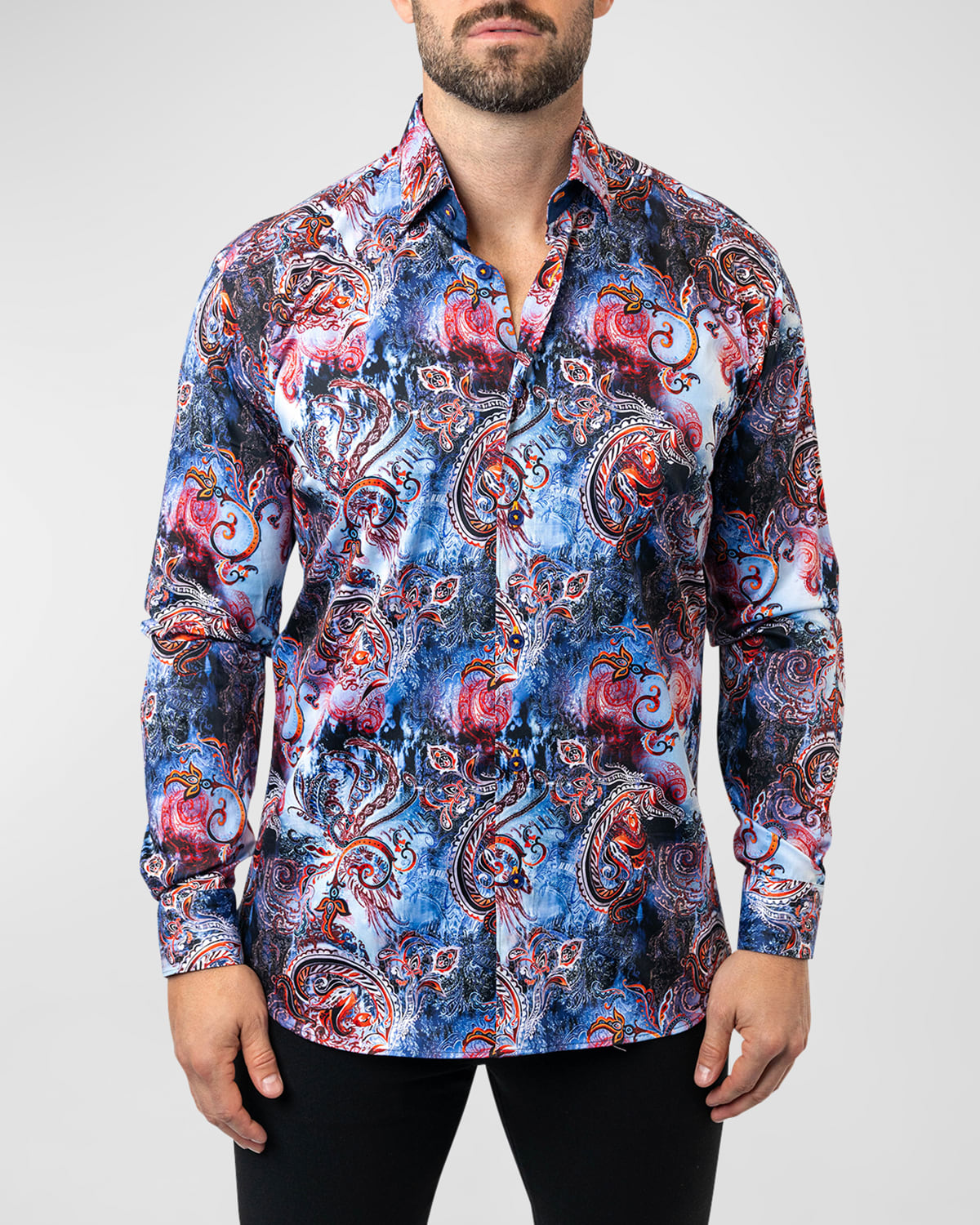 Shop Maceoo Men's Fibonacci Samoa Dress Shirt In Blue