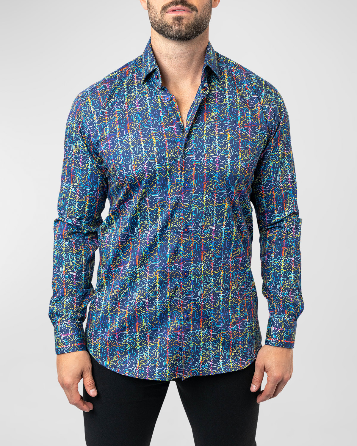Shop Maceoo Men's Fibonacci Squiggles Dress Shirt In Blue