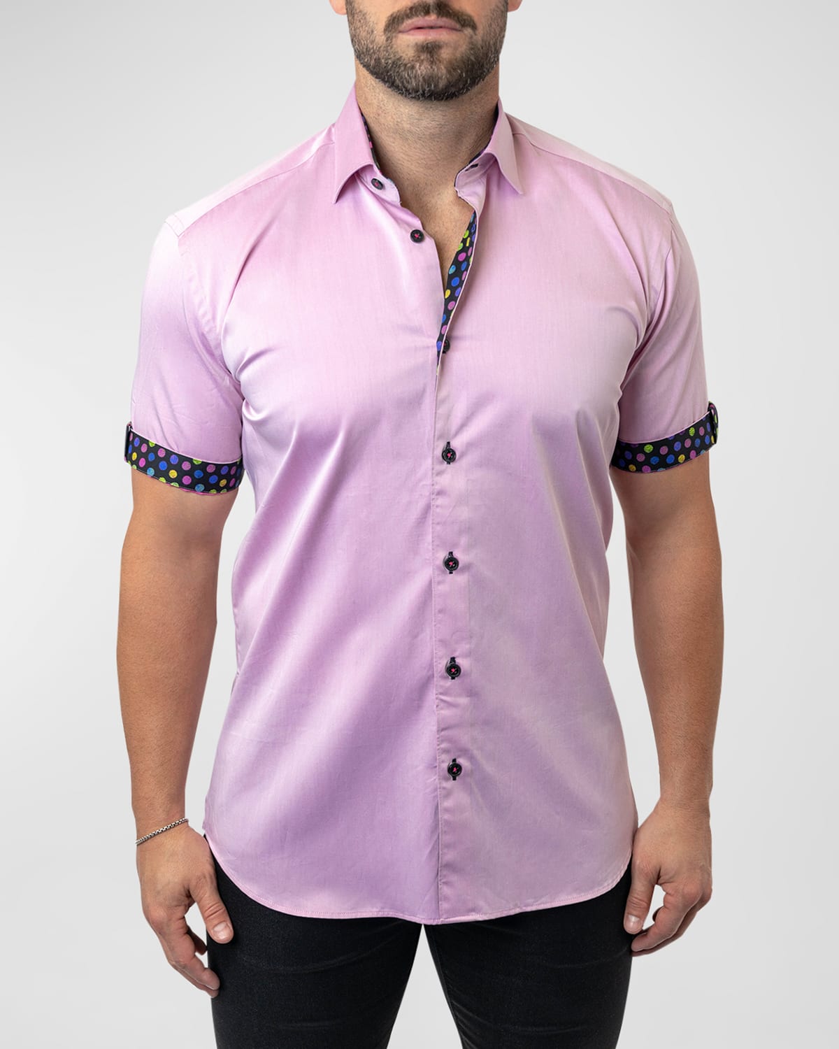 Shop Maceoo Men's Galileo Fleur Sport Shirt In Pink