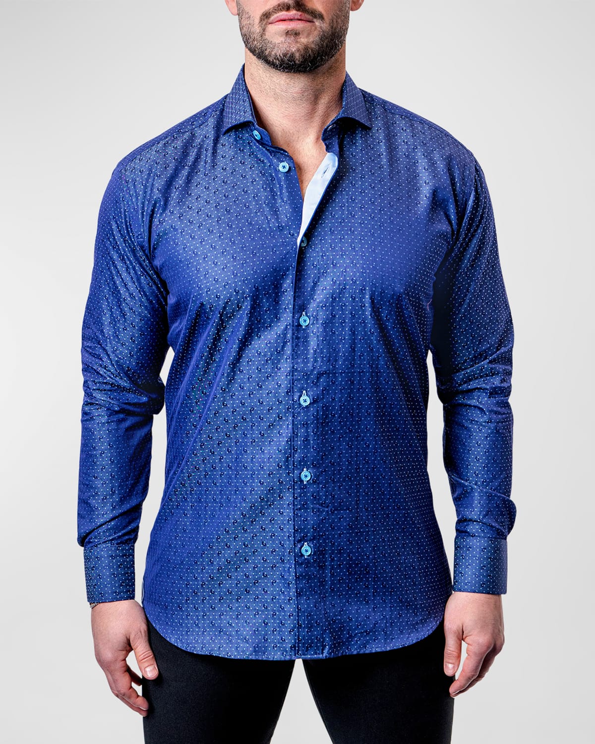 Shop Maceoo Men's Einstein Dot Paisley Dress Shirt In Blue