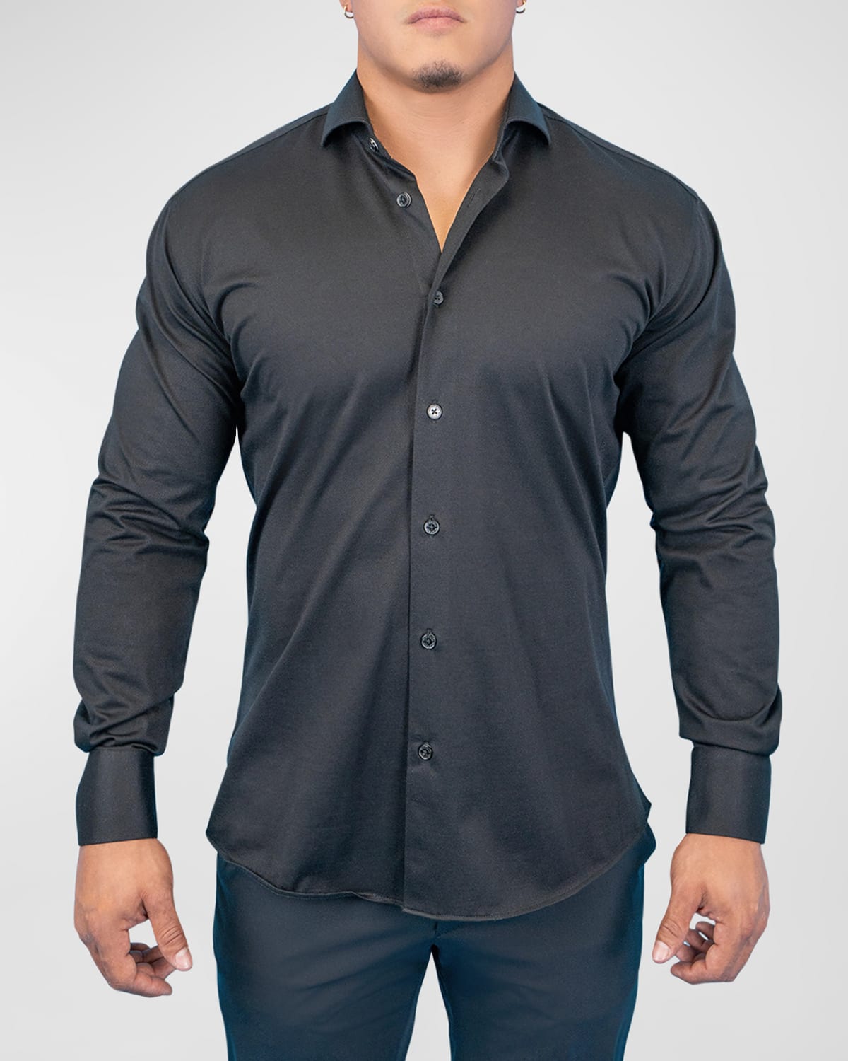 Maceoo Fibonacci True Black Button-up Shirt In Black