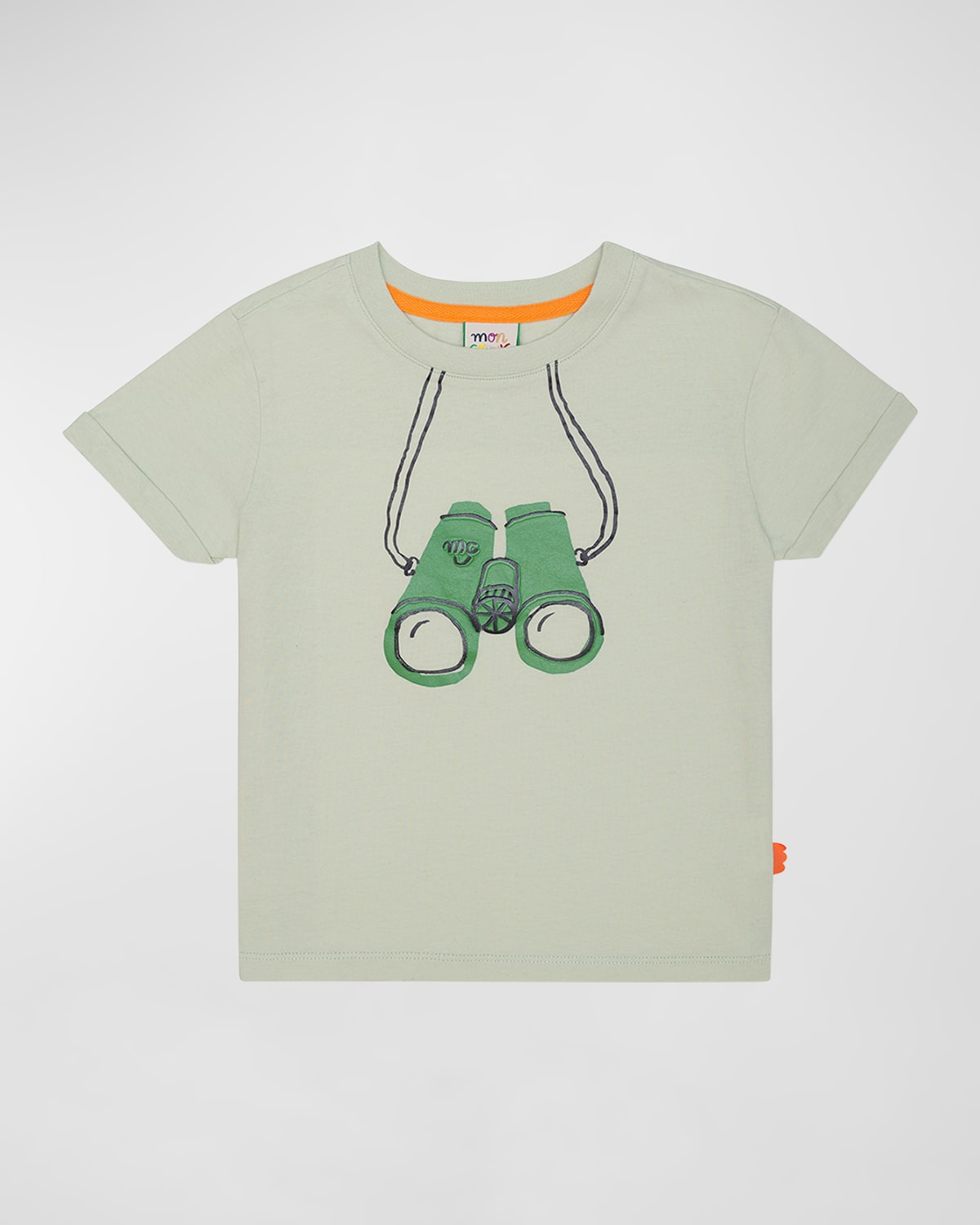 Mon Coeur Kids' Boy's Binocular Graphic T-shirt In Faded Denim