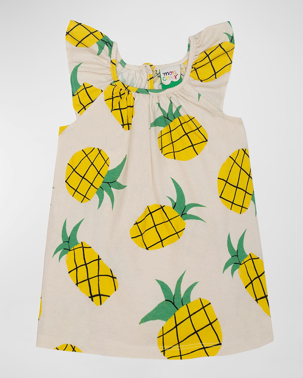 Mon Coeur Kids' Girl's Pineapple Flutter Dress In Naturalmulti