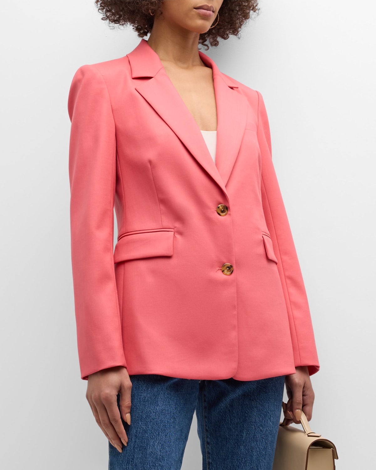 Argent Two-button Seasonless Wool Blazer In Pink