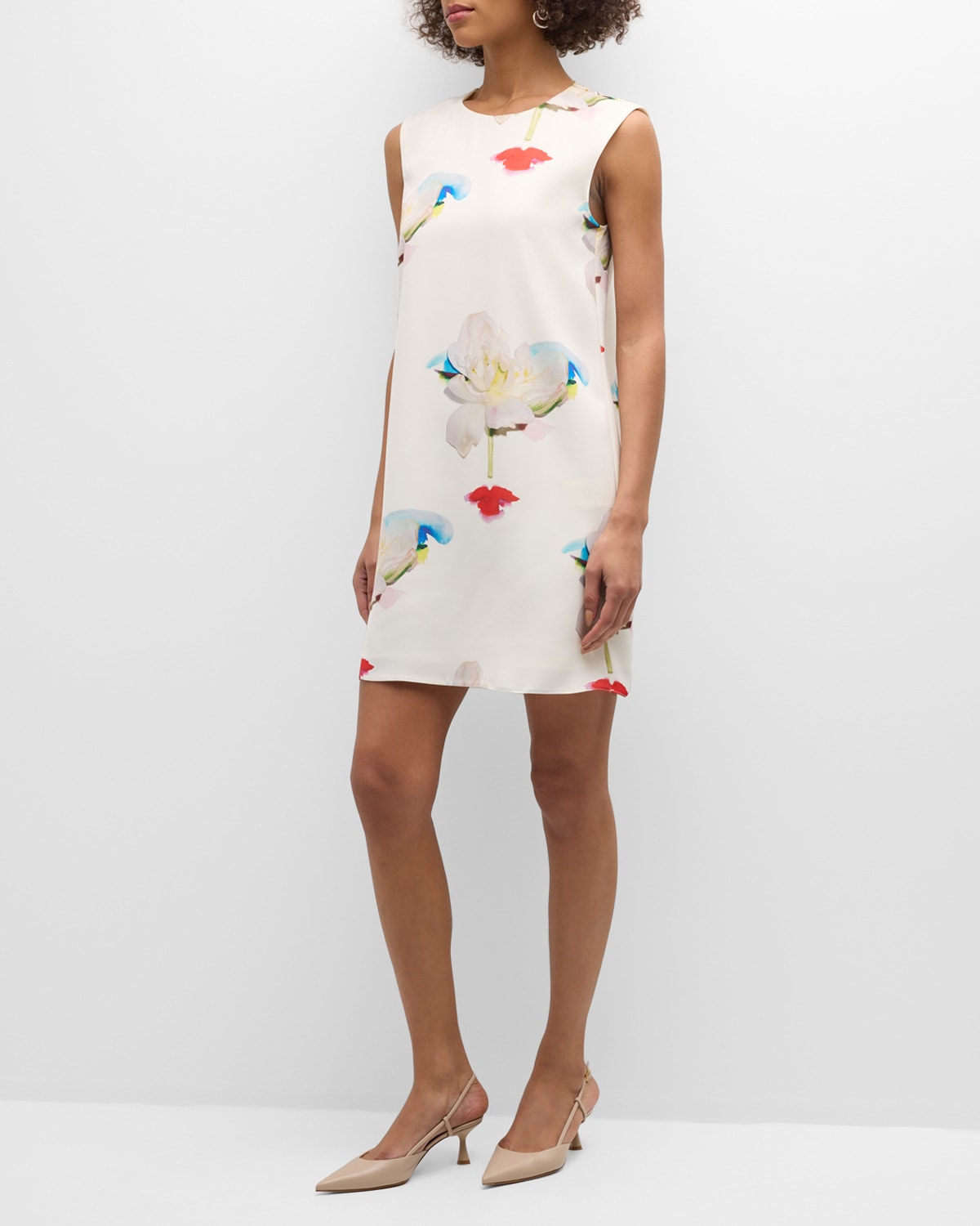 Bingo Sleeveless Floral-Print Mini Shift Dress