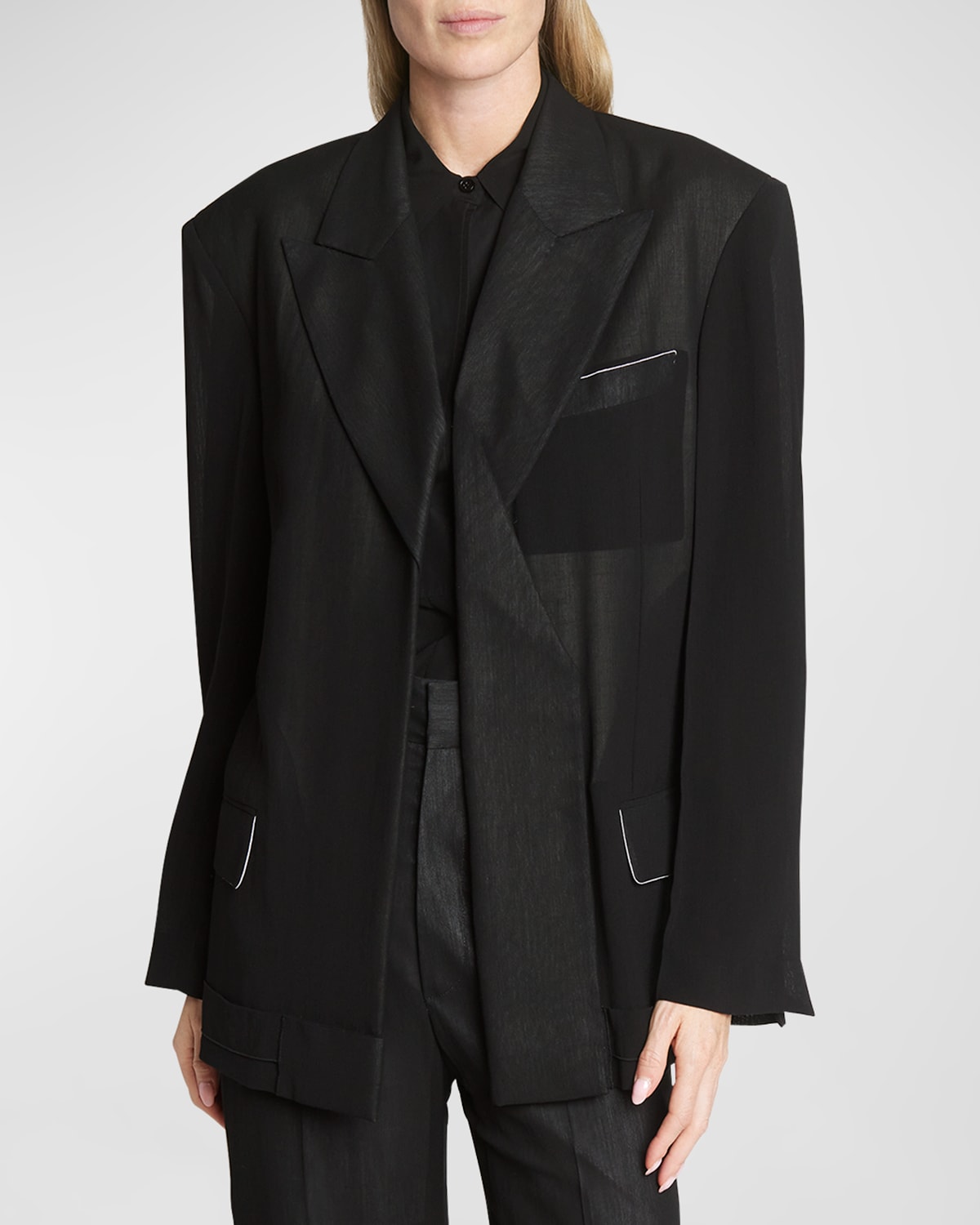 Shop Victoria Beckham Fold-detail Tailored Oversized Jacket In Black