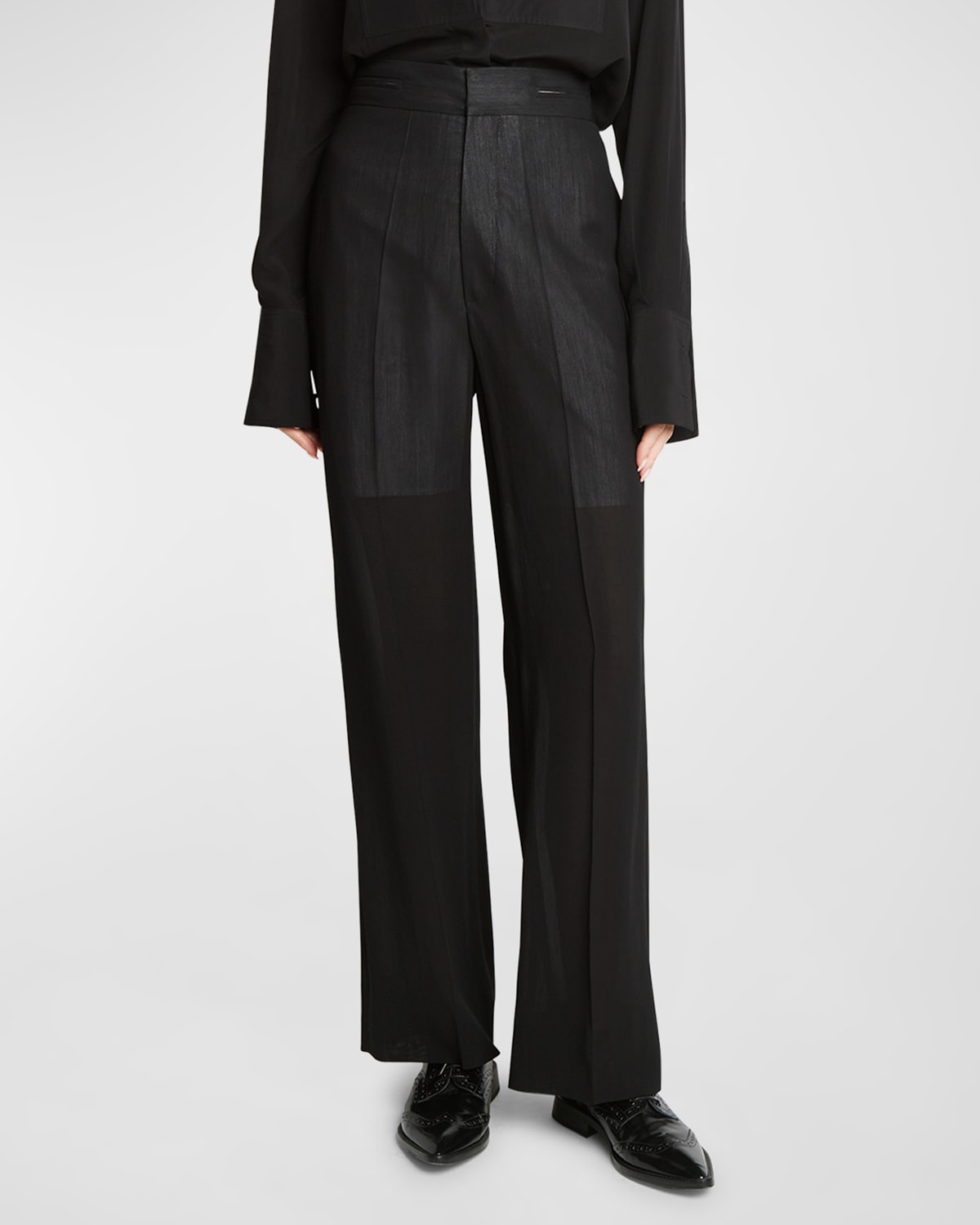 Shop Victoria Beckham Elastic Waistband Straight-leg Trousers In Black