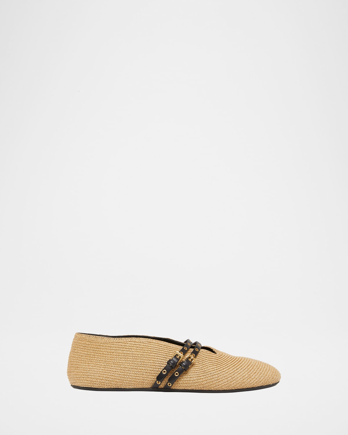 Paper Straw Mary Jane Ballerina Flats