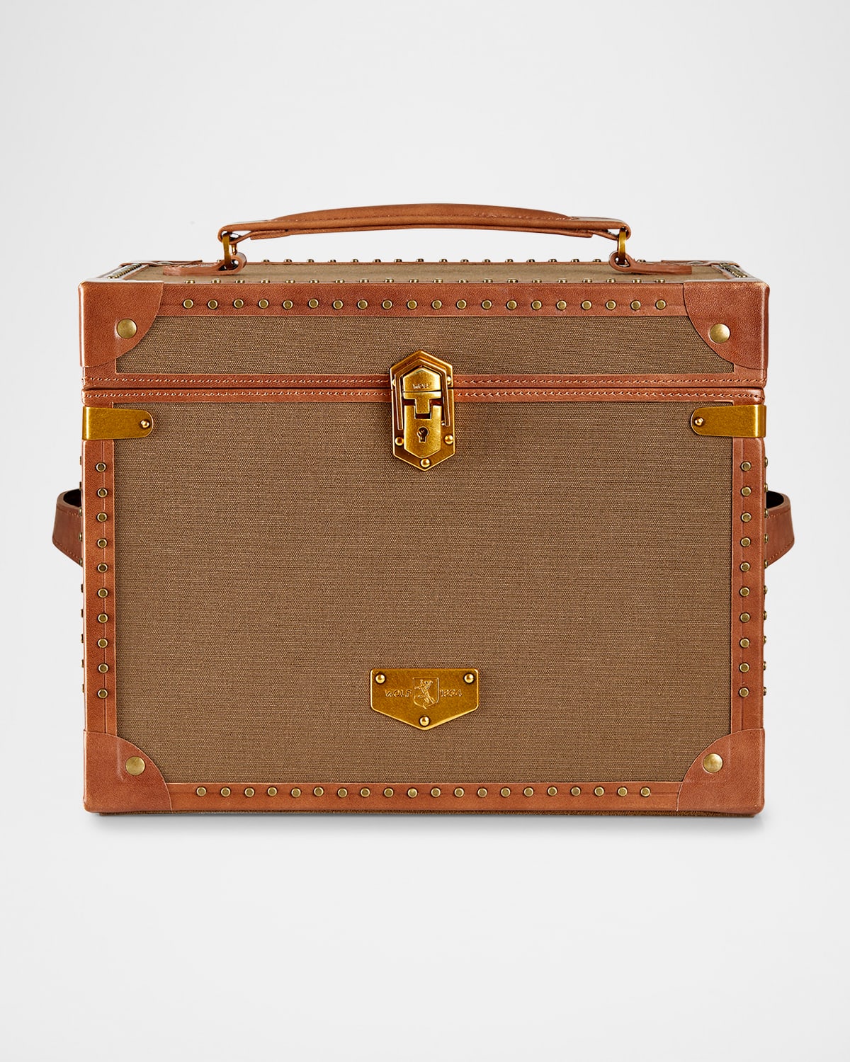 Wolf Vegan Leather Ida Trunk Jewellery Box In Khaki