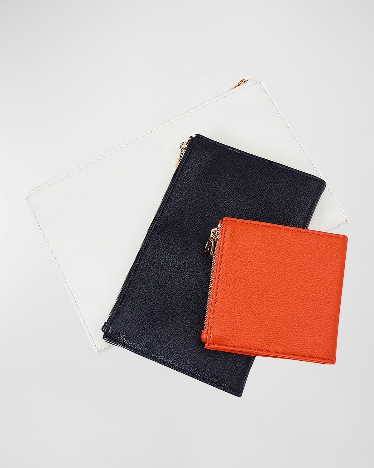 Shop Wolf Maria Jewelry Pouches, Set Of 3 In White/navy/tangerine