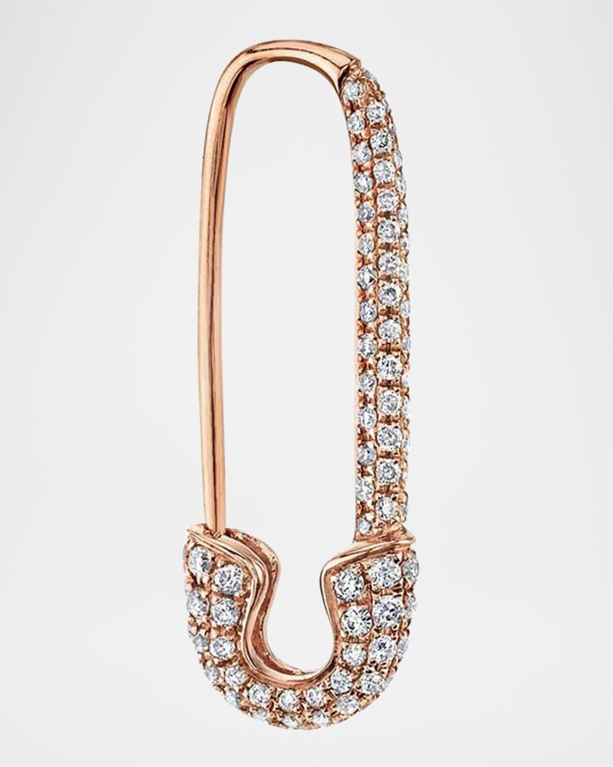 18k Rose Gold Diamond Safety Pin Earring, Single