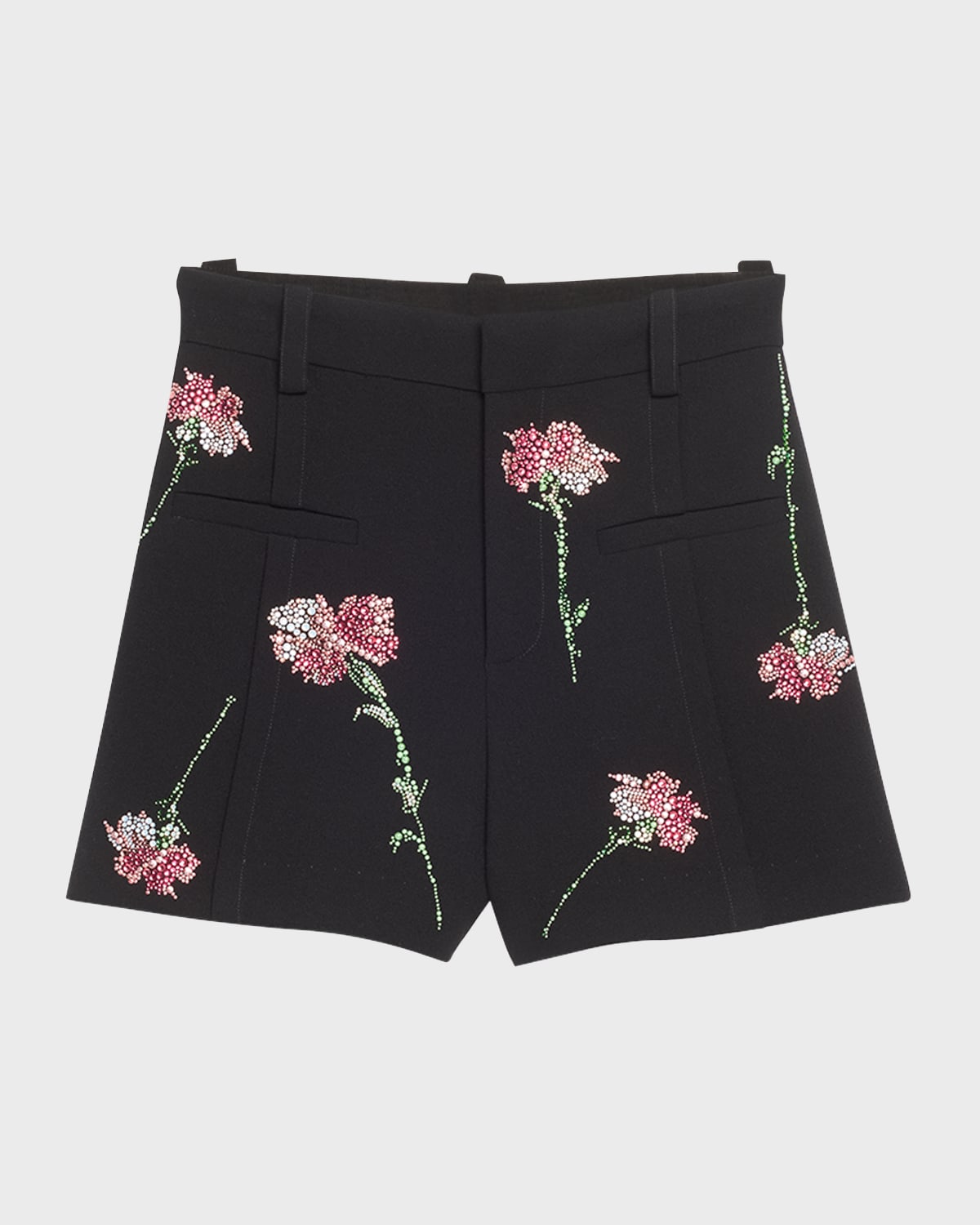 Libertine Cecil Tailored Shorts With Pink Carnation Crystal Embellishments In Black