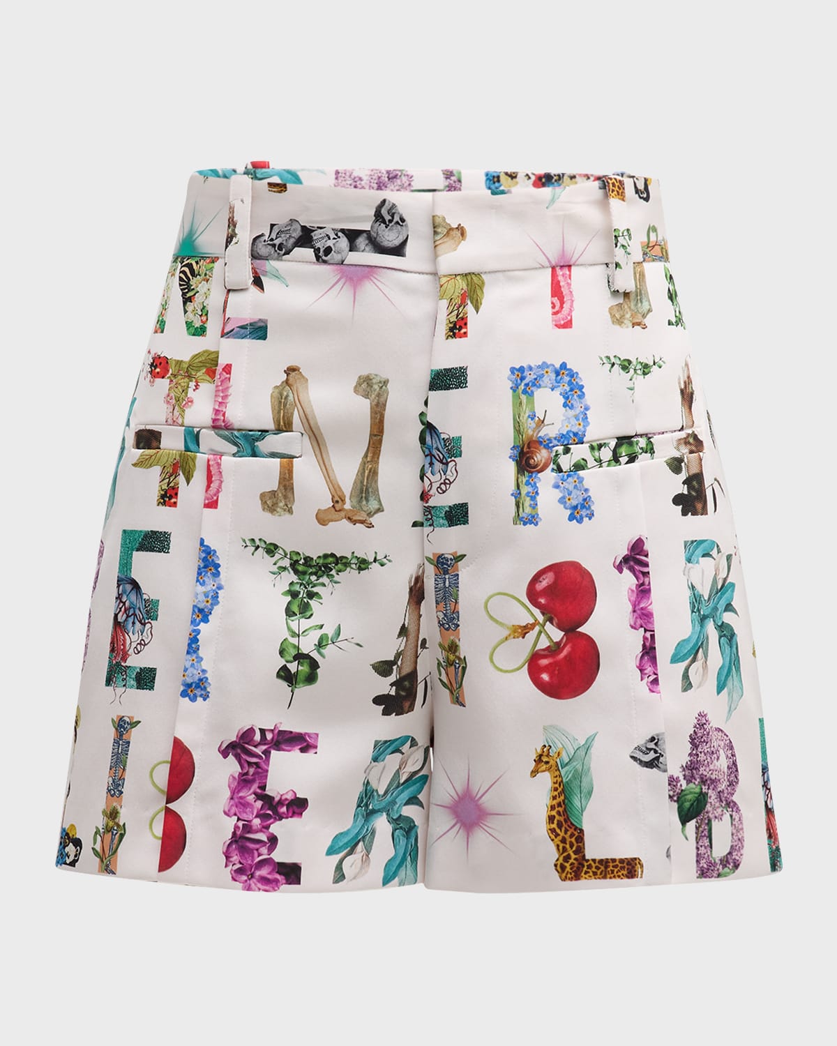Libertine Deco Letters High-rise Shorts In Whtmu