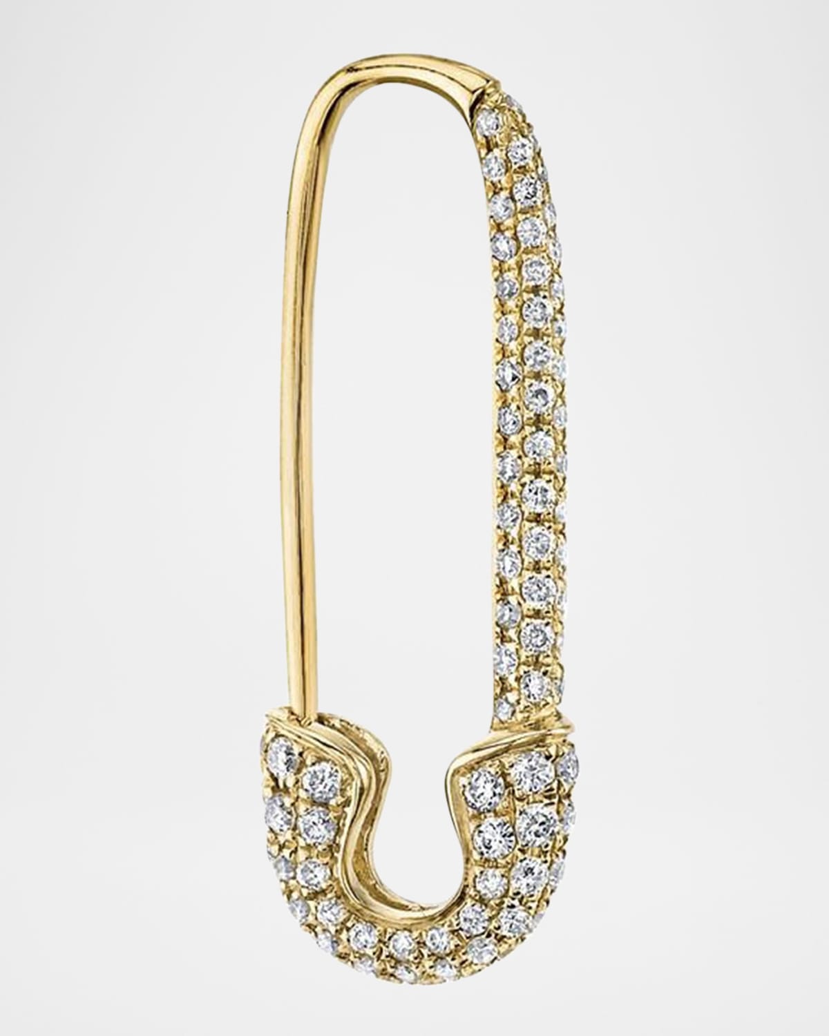 18k Yellow Gold Diamond Safety Pin Earring, Single