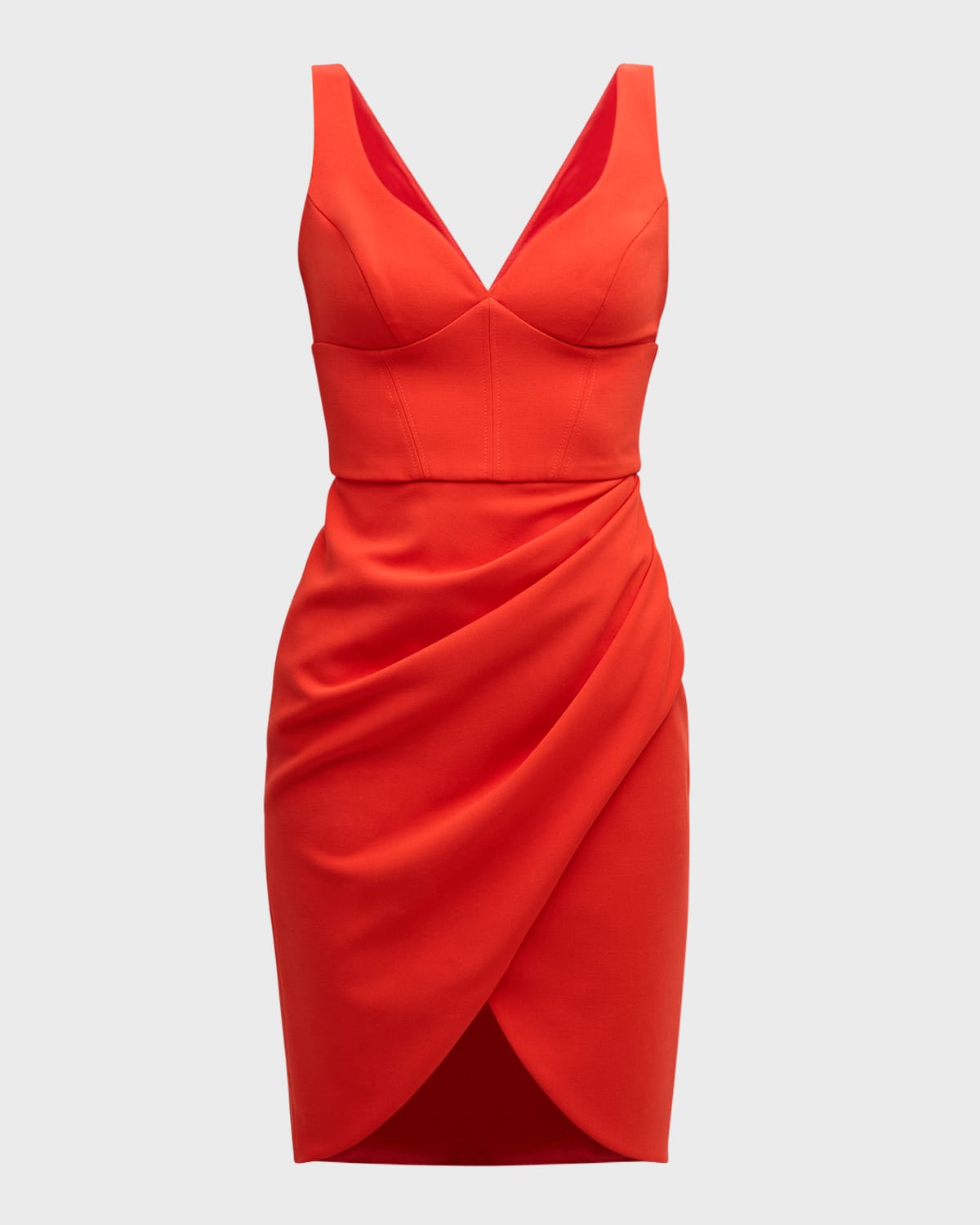 Black Halo Curtis Sleeveless Pleated Tulip Midi Dress In Sunset Coral