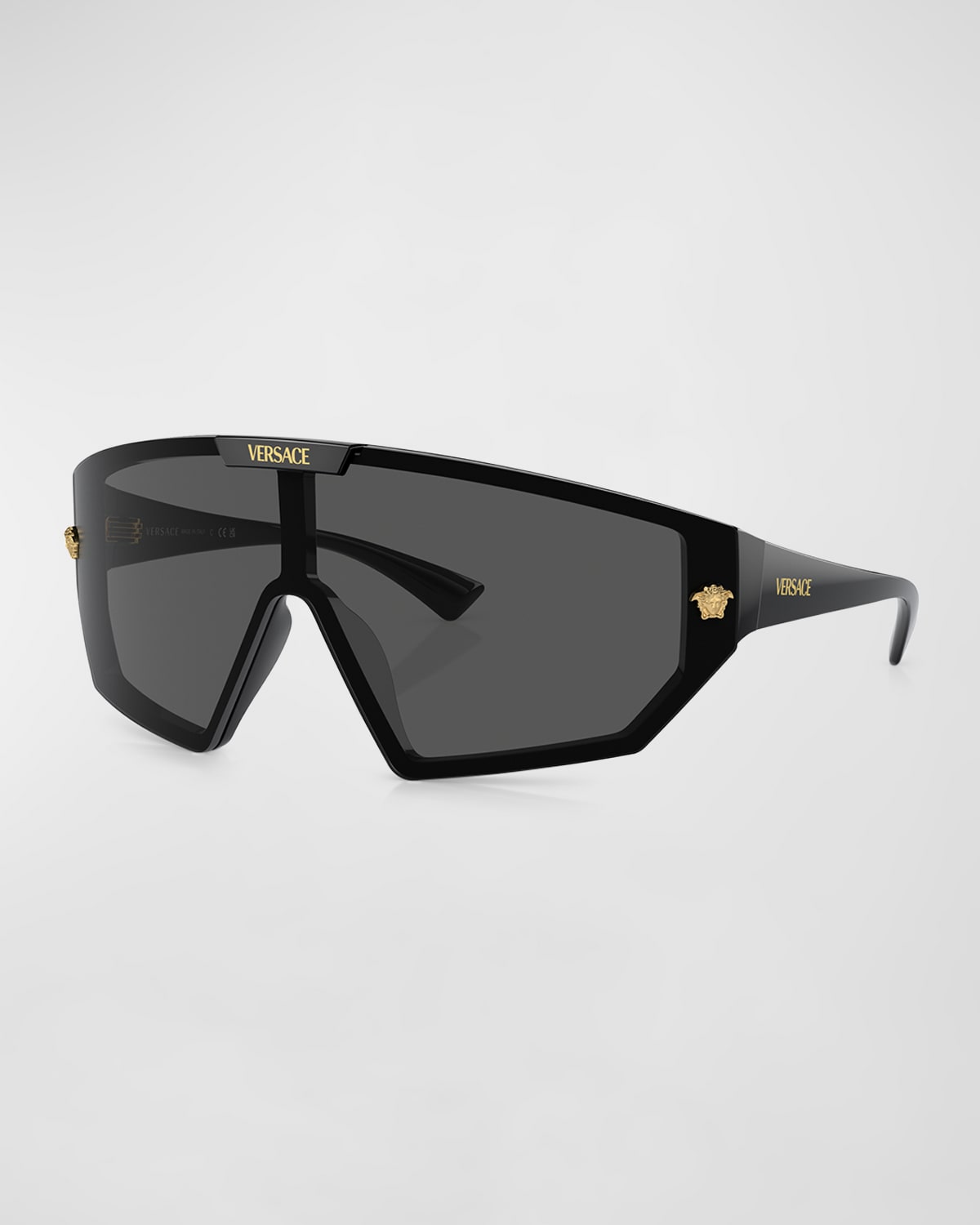 Shop Versace Men's Ve4461 Medusa Horizon Shield Sunglasses In Black