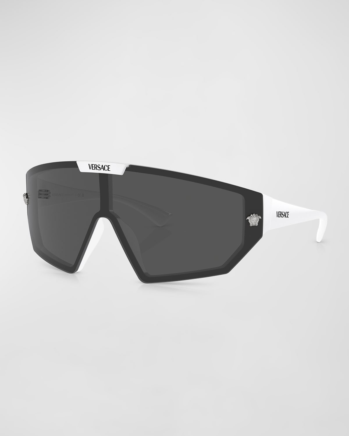Shop Versace Men's Ve4461 Medusa Horizon Shield Sunglasses In White