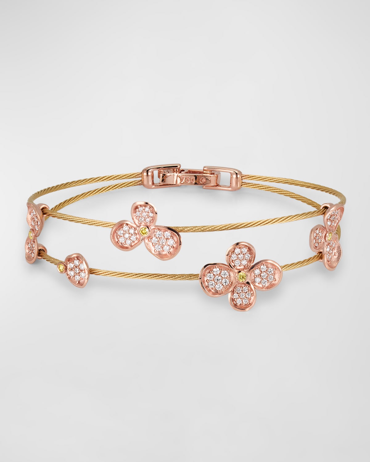 18K Yellow and Rose Gold Forget Me Not Double Unity Bracelet with Diamonds