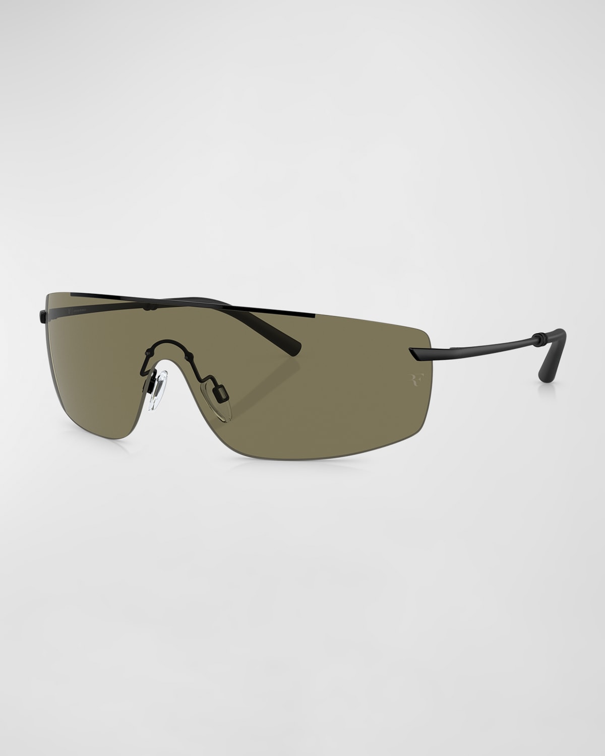 Shop Oliver Peoples Men's R-5 Metal Shield Sunglasses In Matte Black