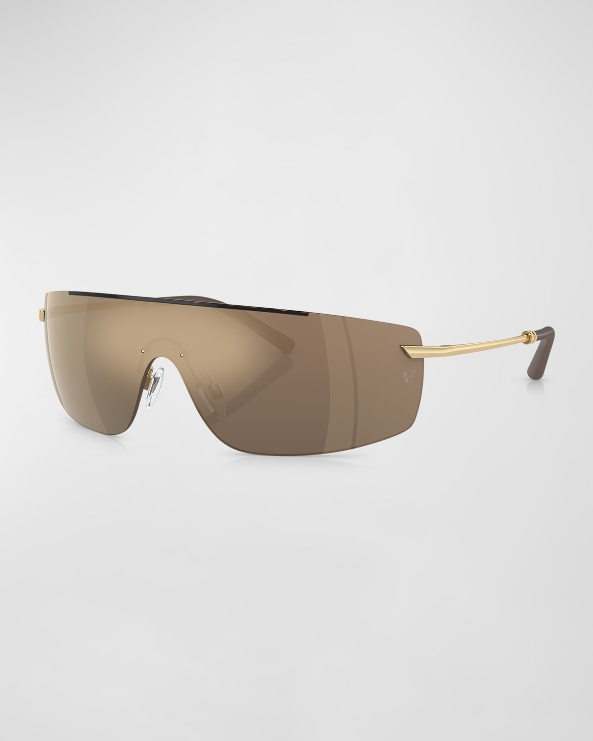 Shop Oliver Peoples Men's R-5 Metal Shield Sunglasses In Gold Tort
