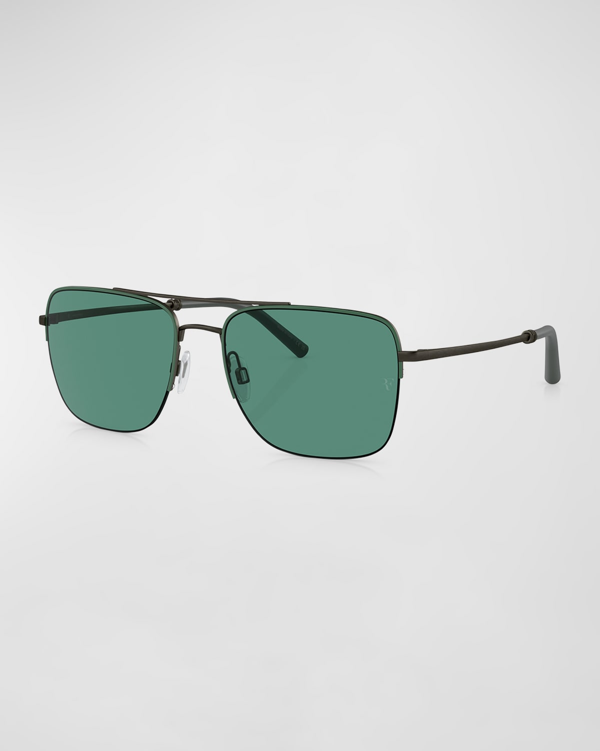 Shop Oliver Peoples Men's R-2 Metal Aviator Sunglasses In Green