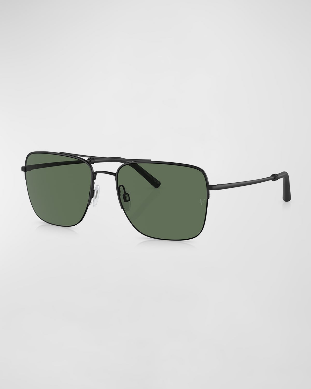 Shop Oliver Peoples X Federer Men's R-2 Metal Aviator Sunglasses In Matte Black