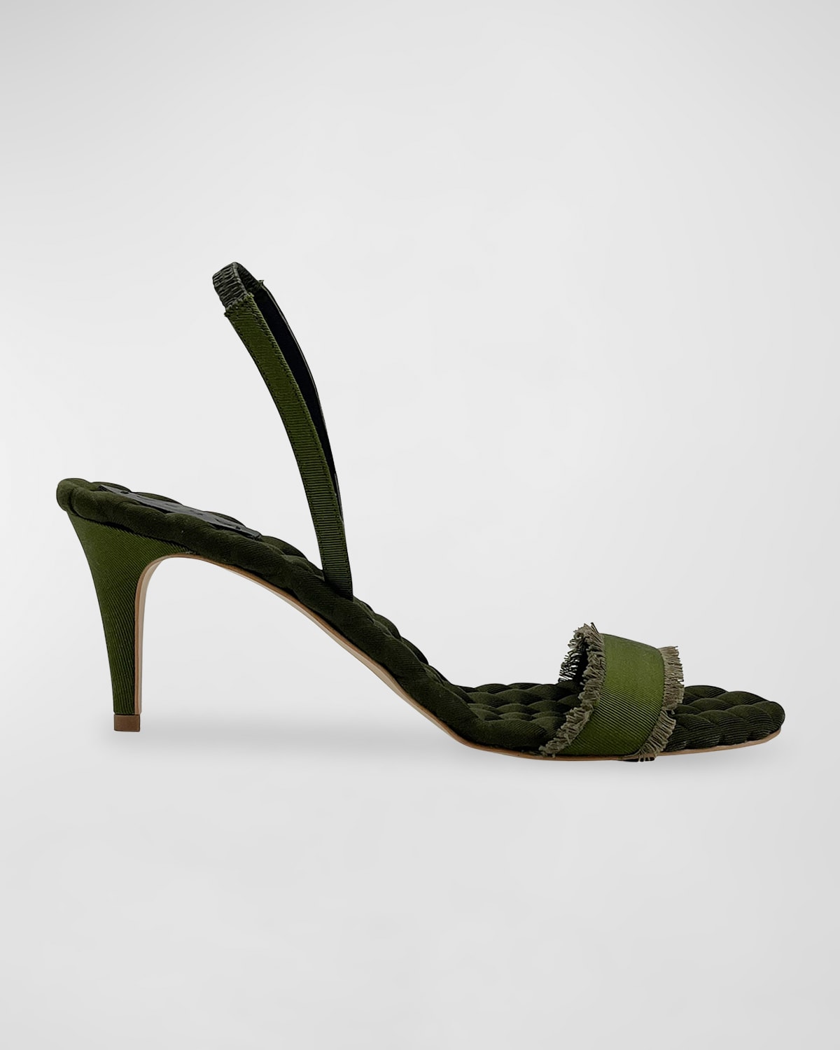 Shop Aera Claudia Frayed Grosgrain Slingback Sandals In Militare