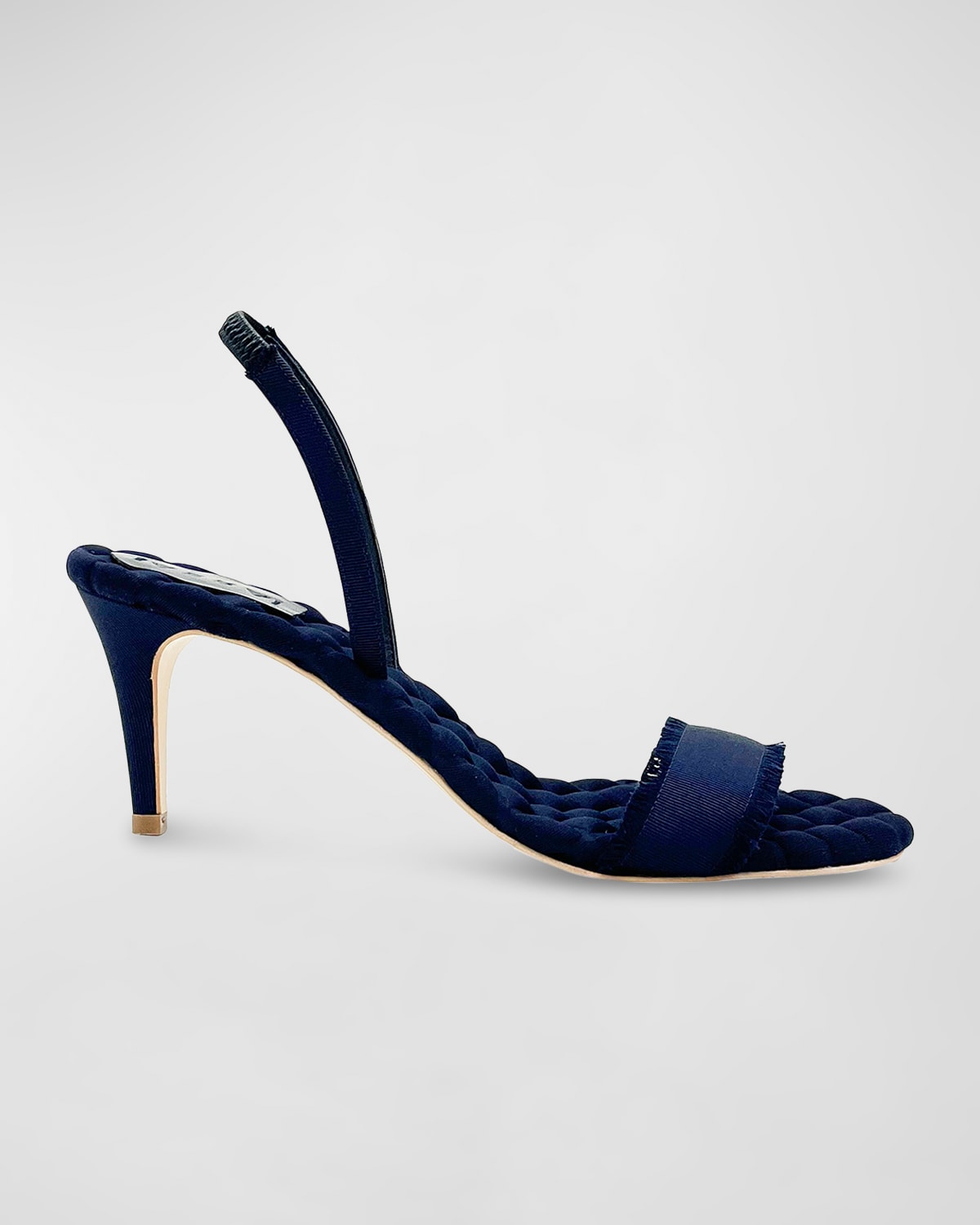 Shop Aera Claudia Frayed Grosgrain Slingback Sandals In Navy