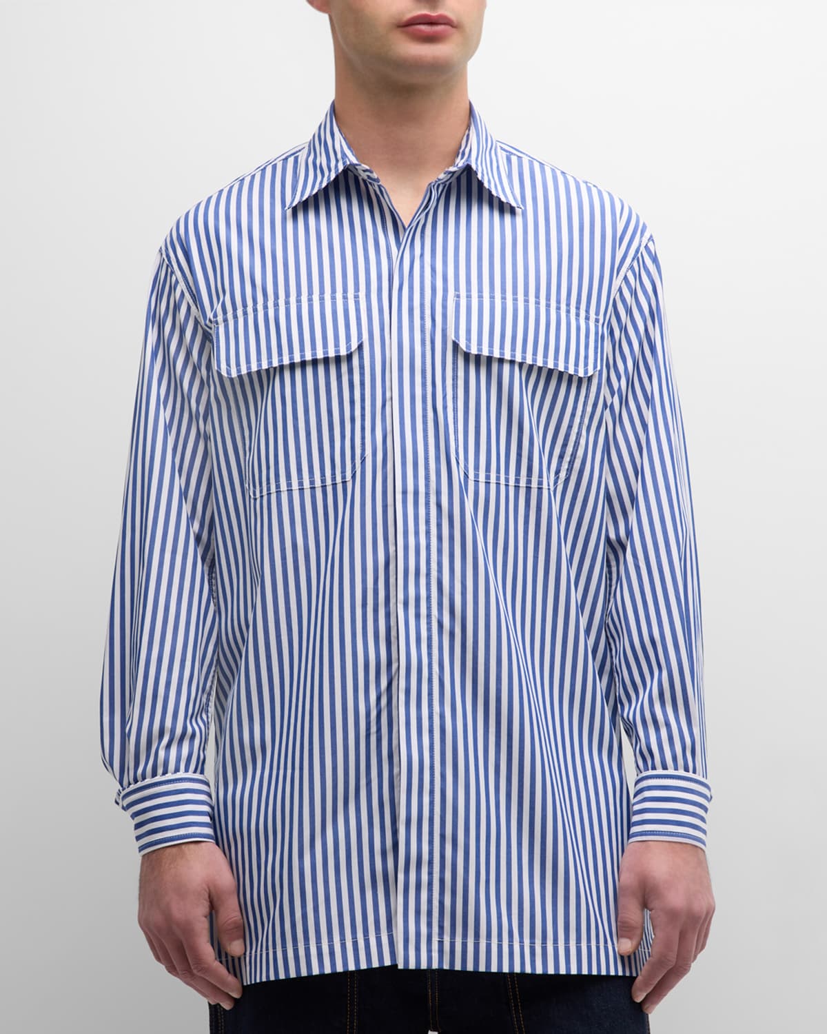 Shop Teddy Vonranson Men's Striped Button-down Shirt In Blue Stripe