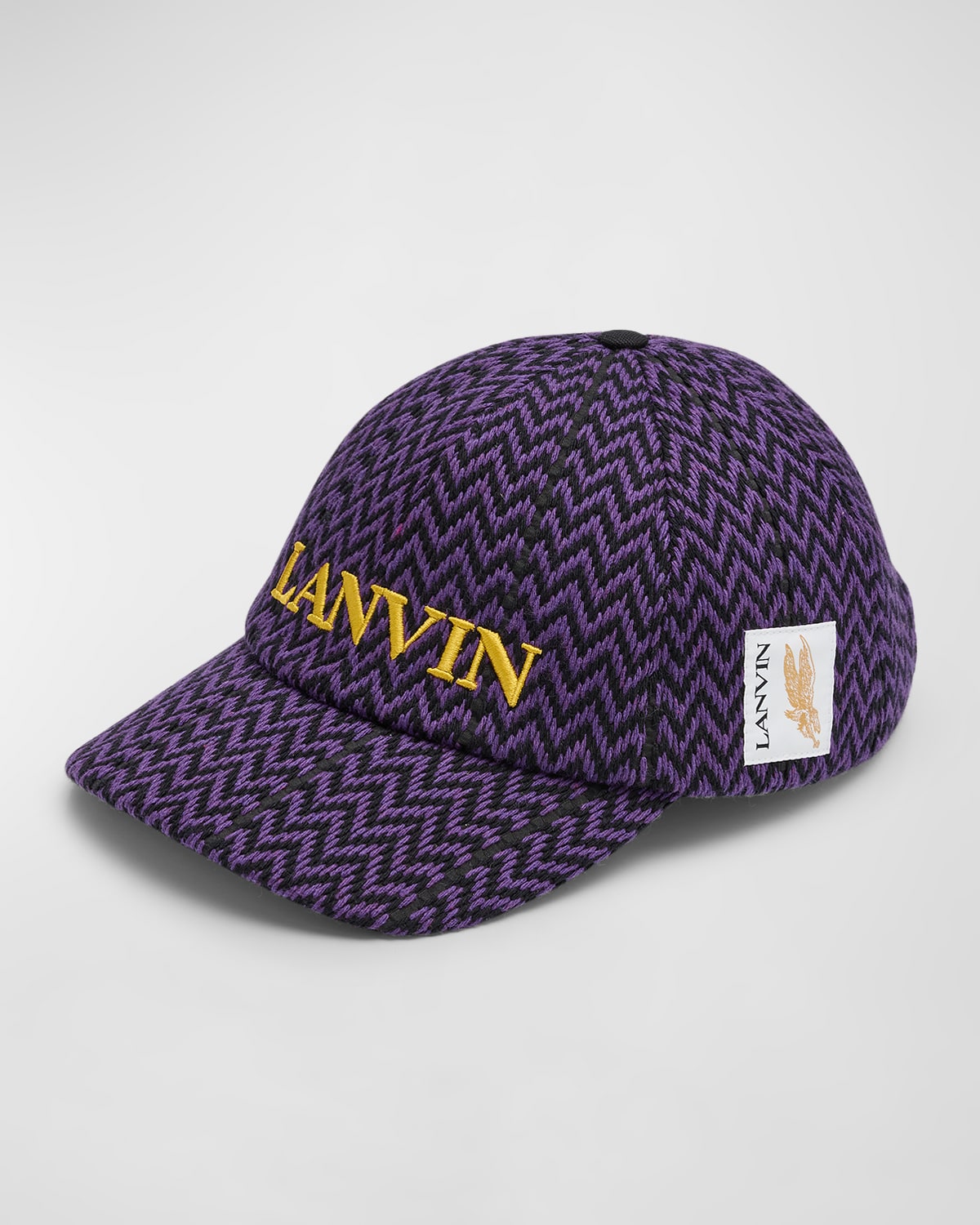 Shop Lanvin Men's Herringbone Logo Baseball Cap In Blackpurple Reign 1075