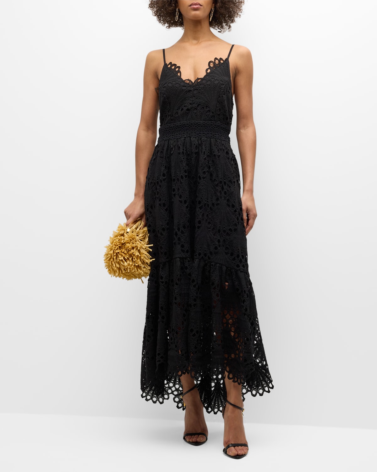 Ramy Brook Belle Embroidered Dress In Black