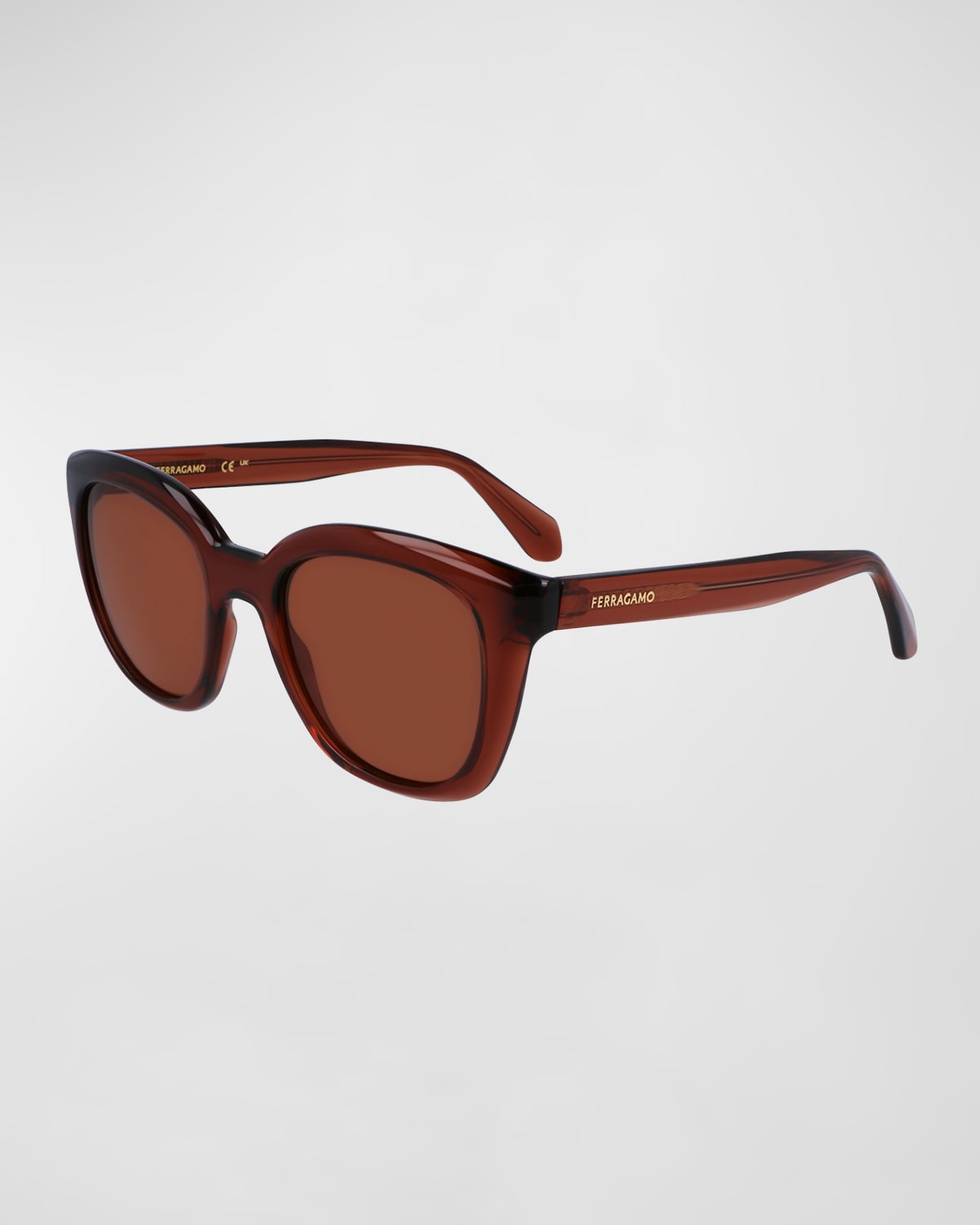 Shop Ferragamo Logo Plastic Cat-eye Sunglasses In Transparent Brown