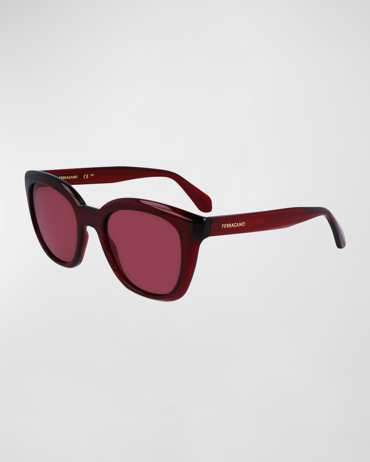 Shop Ferragamo Logo Plastic Cat-eye Sunglasses In Transparent Red
