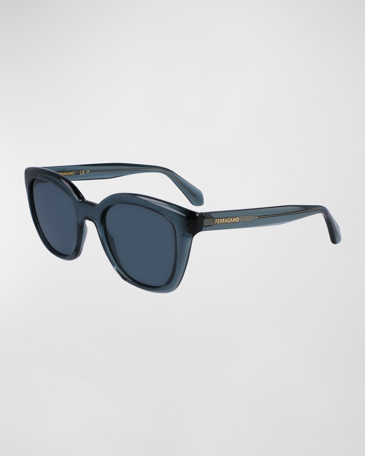 Shop Ferragamo Logo Plastic Cat-eye Sunglasses In Transparent Avio