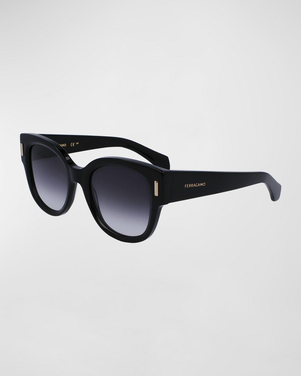 Shop Ferragamo Rivets Acetate Cat-eye Sunglasses In Black