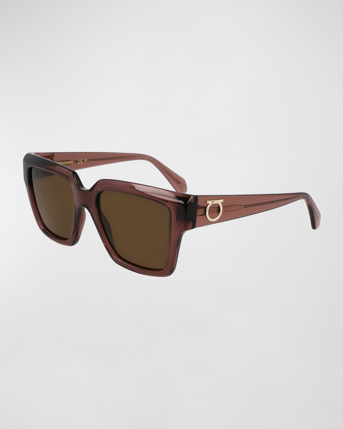 Ferragamo Gancini Acetate Square Sunglasses In Transparen Mauve