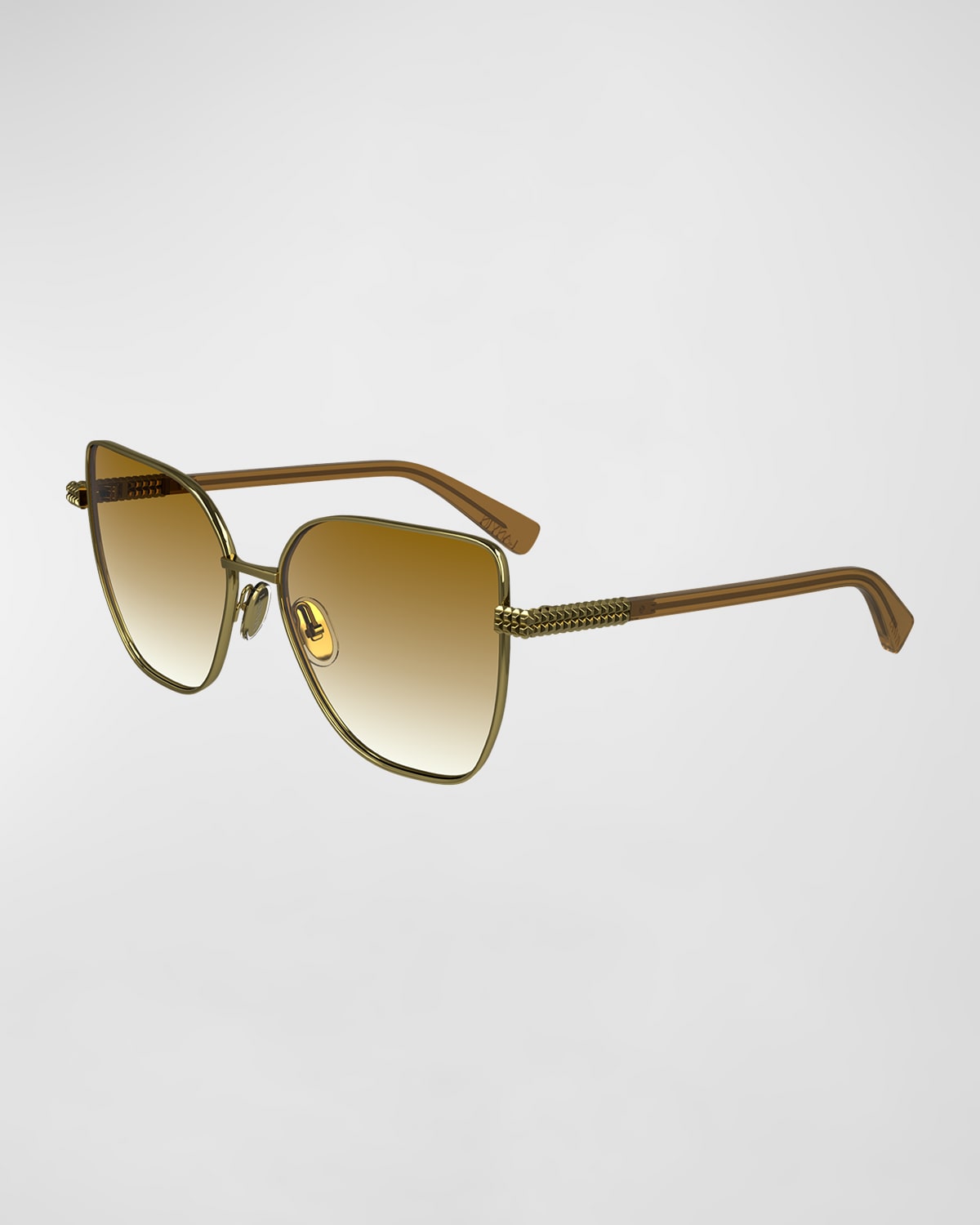 Shop Lanvin Concerto Metal Butterfly Sunglasses In Gold/gradient Caramel