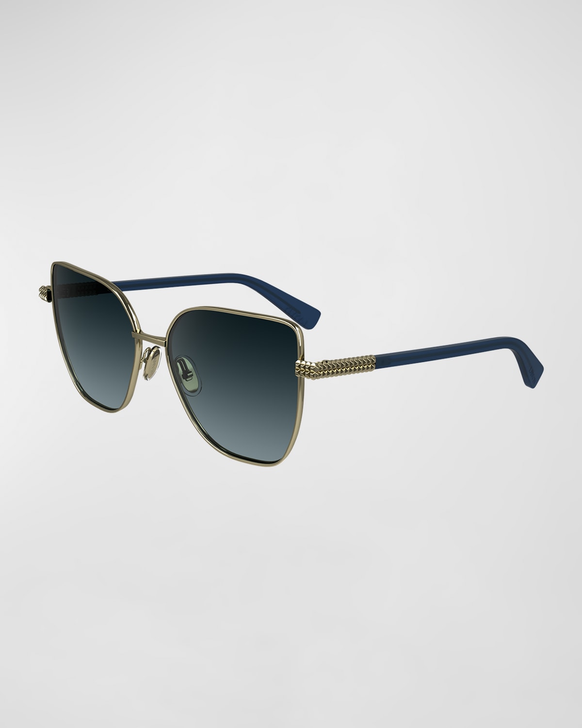 Shop Lanvin Concerto Metal Butterfly Sunglasses In Gold/gradient Blue