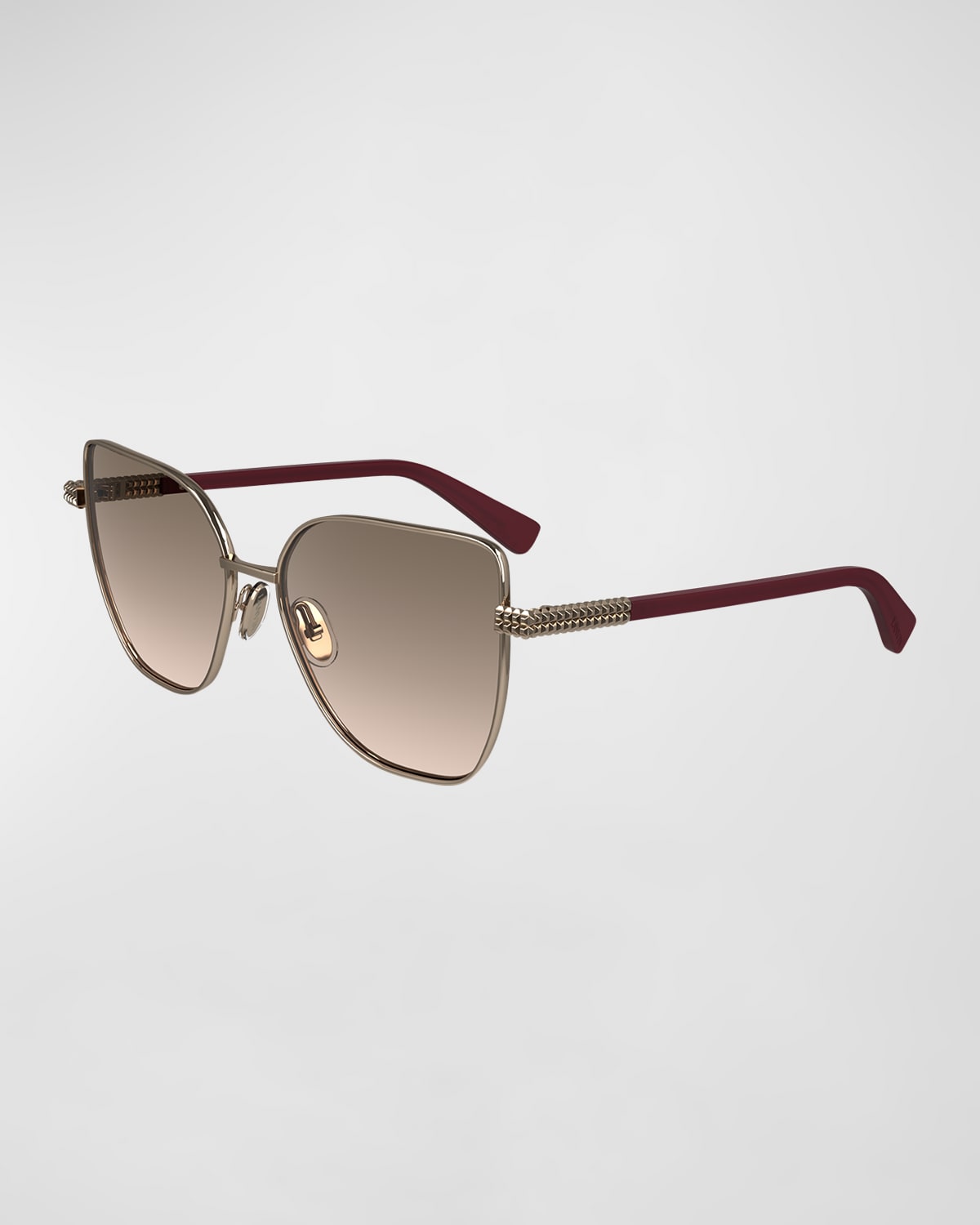 Shop Lanvin Concerto Metal Butterfly Sunglasses In Rose Gold/gradient Brown Rose