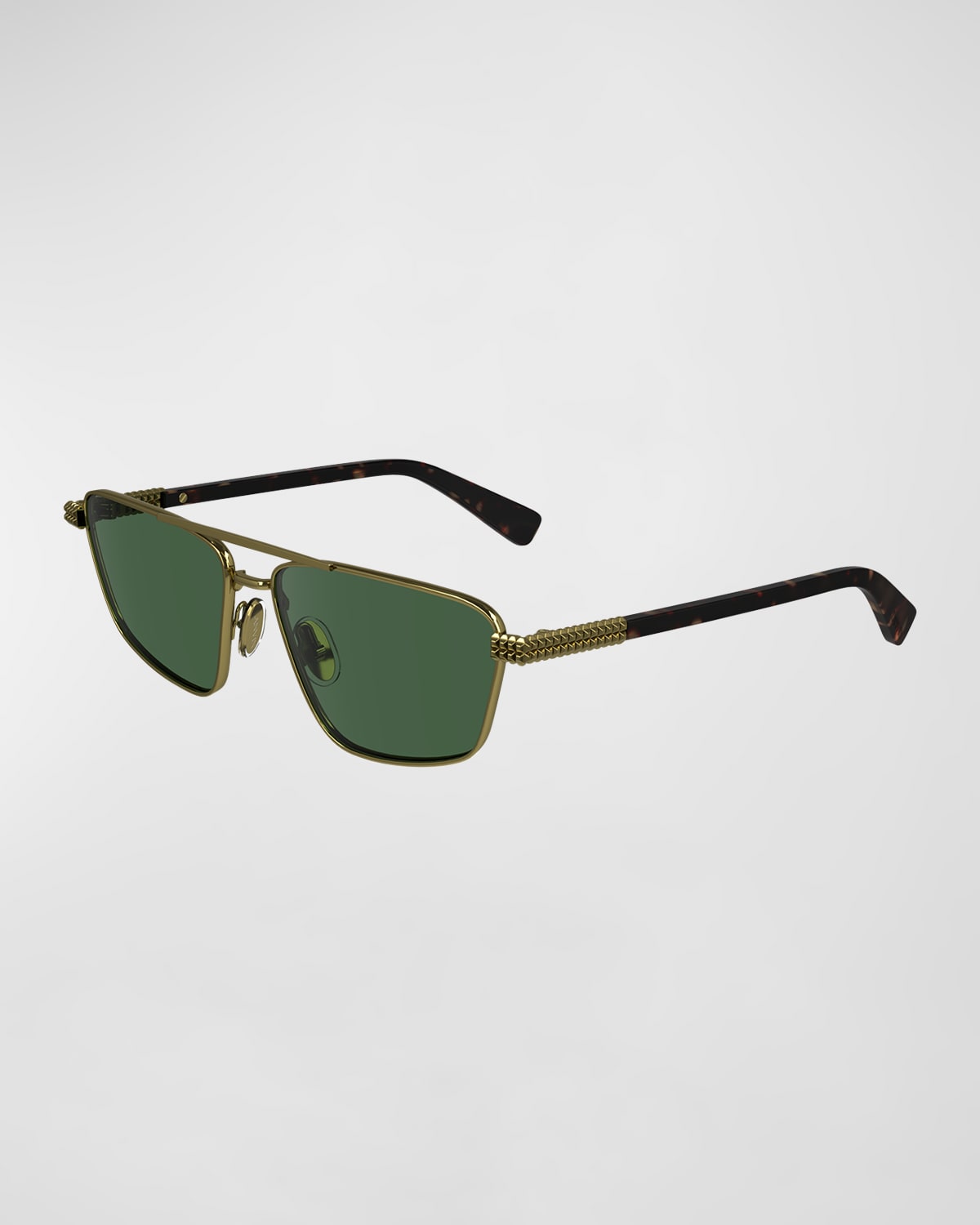 Shop Lanvin Concerto Navigator Metal Aviator Sunglasses In Gold/green
